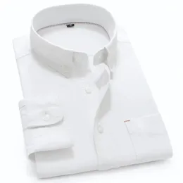 Weiß 100% Baumwolle Oxford Casual Shirts für Männer Langarm Solid Business Herren Hemd Hemd Button Kragen Plain Mans Clothing 240407