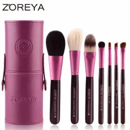 Kits zoreya 7pcs pincéis de maquiagem de cabelos de cabra natura