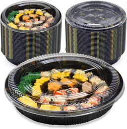 Одноразовая посуда Popmisoler 100pcs Sushi Sushi Sushi Commoning и Eco-Friendly One-Trime Circular с прозрачной крышкой