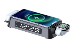 15W 4 In 1 Qi Çalar Saat Kablosuz Şarj Cihazı Ped Apple iPhone 13 12 11 XR Hızlı 3W Kablosuz Şarj Dock Iwatch 6 5 4 2W EAR2711360