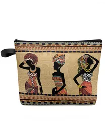 化粧品バッグエスニックスタイルアフリカン女性ブラックメイクポーチバッグ旅行エッセンシャルオーガナイザーストレージペンシルケース