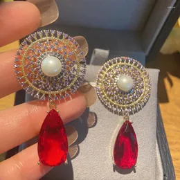 Dangle Earrings S925 Silver Needle Fashion Color Dandelion Water Drop Pearl For Women Retro Temperament Jewelry Gift