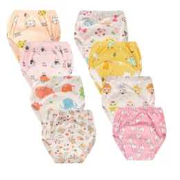 Trousers 8 pcs Baby Potty Toilet Training Pants Nappies Cartoon Boys Girls Underwear Cotton TPU WaterProof Panties Reusable Diapers Cover