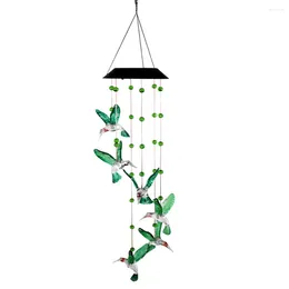 Dekorative Figuren LED Solar Wind Bell Hummingbird Hängende Ornamente im Freien Garten Glockenspiel