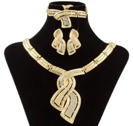 Mode Gold Schmuck Nigerian Kristall Halskette Hoop Ohrringe Frauen Italienische Brautschmucksets Hochzeitszubehör5575230