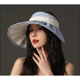 Berets Muschelkappe leerer Top -Hut Y2K UPF 50 Sonne für Frauen Voller Gesichtsschutz Sommer UV Schild Große Krempe Zusammenklappbare Ins