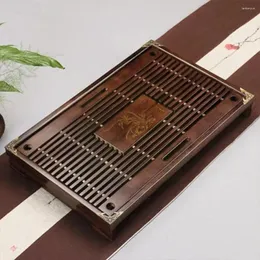 Vassoio per tè vassoio in legno drenaggio dell'acqua di stoccaggio set di utensili cinesi tavolo tavolo da tavolo in legno tipo v4a0