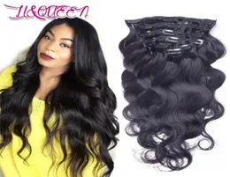 Clip per capelli umani peruviani nelle estensioni dei capelli naturale Brack Beauty Body Body Wave non trasformata 1228 pollici Capelli84028879863765