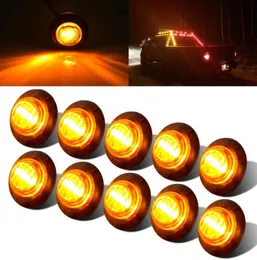 20pcs 노란색 작은 둥근 측면 마커 조명 3LED 버튼 램프 12V 트럭 자동차 신호 조명 Universal Bullet Clearance Lights Turn S9962598