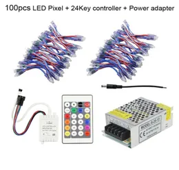 Luzes de Natal 12mm WS2811 LED Pixel Light DC 5V Módulo à prova d'água Lampara Dream Color 24 Keys Remote Controller Fonte de alimentação ADA2182216