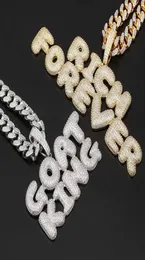 Мужские хип -хоп пользовательские названия комбинация пузырь Начальные буквы подвесное колье микробическое циркониея золото золото розовое золото медь Pen3426520