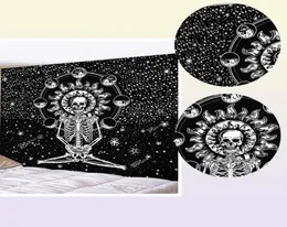 Cammitever Skull Yoga Tapestry Travel Pad Pad Polyester Fabric esqueleto de parede estampada pendurada tapeçaria 2106095174126