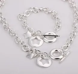 Whole lowest Christmas gift 925 silver NecklaceBracelet set S278225172