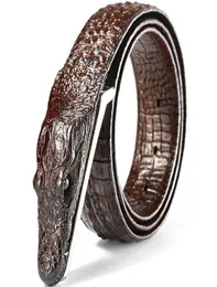 Fashion Men039s Belt Crocodile Pattern Окрашенные кожаные поясные ремень Деловое повседневное симуляция крокодилового подарка подарка аллигатора для M5759860