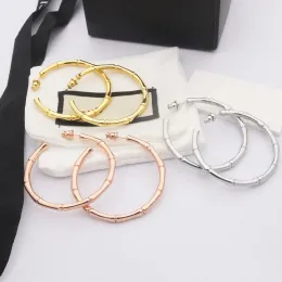 Mode Frauen Bambusgelenke Ohrringe Luxusdesigner Hoop Ohrring 18K Gold plattiert Rose Gold Silber Ohrstift