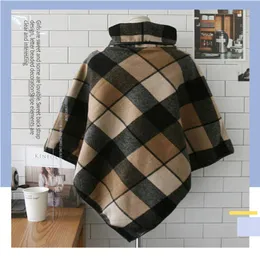 NEUE Women039s Plaid Cape im Herbst und Winter 2019 Koreanisch große Wolle Cape Coat9122596