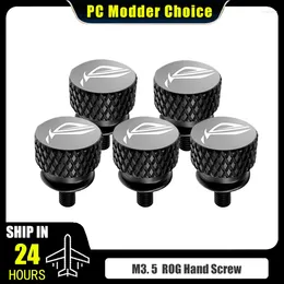 Computer Coolings M3.5 Case Screw ROG Logo Hand Tighten Step Thumb Knurled Aluminum CNC PC Beautify MOD Part 9 Colors Optional 5Pcs