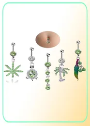 Leaves tortoise feather tree zircon belly rings sexy piercing belly button rings body jewelry for women6562318