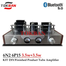Amplificadores TOKBAN 6N2 6P15 Amplificador de tubo a vácuo DIY Kit DIY 2.0 AMP de tubo 3.5W*2 Audio de AUX 5.0 AUX FM Vu Meter HiFi Audio