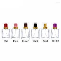 Storage Bottles Nbyaic 50ml Multicolored Lid Transparent Square Glass Bottle Perfume Packed Spray 1pcs Empty Bottle.