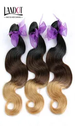 3pcs lot 830inch two two Ombre Eurasian Human Hair Extensions Body Wave Color 1B27 Blonde Ombre Eurasian Virgin Remy Hair Weav6560048