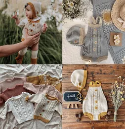 Neugeborenes Baby Strick tragen wilde wawa herbst winter babymädchen botton gestricke rompes säugchen kids jungen jungen Mädchen Regenbogen Daisy Jumpsuit1019065