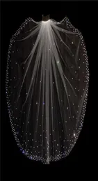 Glitzer Bling funkeln hochwertig 1 Schicht Kristalle Hochzeitsschleier mit Kamm weiße Elfenbeinbrautzubehör X07264341210