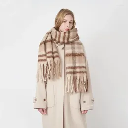 Filtar 2024 Europeiska och amerikanska utrikeshandel Fransk klassisk Vintage Imitation Cashmere Plaid Scarf Women's Winter Warm Neck Filte