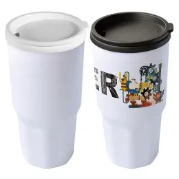 Großhandel 29 Unzen Plastik -Sublimation Weiße Becher mit Deckel Wärmeübertragung Wasserflaschen DIY 850 ml Trinkmilchbecher 0414