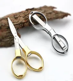 Ny rostfritt stål fällbara sax Fiskessa SCISSOR Keychain Camping Mini Cutter Random Color Fast F201728787016398