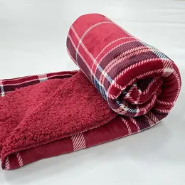 Cobertores clássicos Vermelho Vermelho Sherpa Flanela Blanket Bedroom Sofá Lavável Winter Warm Knee Knee 80x100cm