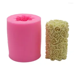 Formy do pieczenia DEY Cake Dekoracja Silikon 3D Rose Flower Candle Forme Formant Forma Forma Długie kolumny ręcznie robione mydło 19-32