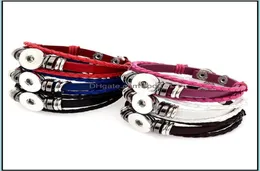 Bracelets de charme noosa punk mtilayer snap botão pulseira diy 18mm gengibre de couro trançado homens homens snaps jóias entrega de jóias spo1943056