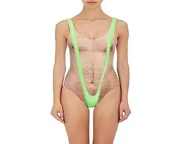 Gedrucktes lustiges Borat One -Stück Badeanzug Frauen sexy Brust Haar Badeanzug Sommer Badebekleidung Witz Bather NeuheitBeachwear5353273