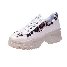 Lässige Schuhe wasserdichte Plattform Sneaker Frauen nicht rutsch leichter Schuh Leoparden Druck Patchwork Nähen PU Leder Laufen