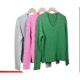 ラルプローレンスポロデザイナーセーターRL最高品質のセーター秋と冬のポニー刺繍セーターウールツイストVネックニットウェアレディースレディースセーター