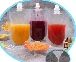 Drink Pouches Bags Soya milk juice drink suction mouth stand on bag Translucent StandUp Drinking Bag Pouches Bags KKA78724519504