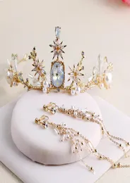 HimStory Baroque Luxury Rhinestone Star Bridal Tiara Crown Gold Vintage Diadem Veil Tiaras Wedding Hair Accessories1598043