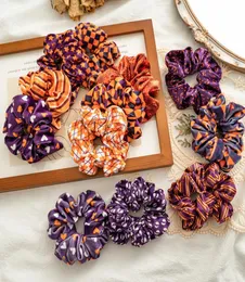 Halloween Velvet Hair Scrunche Hairband para mulher Pumpkin Star Print Bands elástica Bandas Garota Ties Acessório ROPE6703995