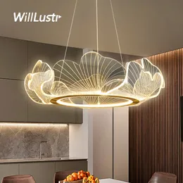 Acryl Lotus Blatt Anhänger Lampe LED Butterfly Suspension Light Hotel Cafe Bar Lebende Schlafzimmer Metall Hanging Deckenkraut