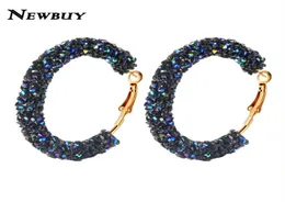 2021 Newbuy Classic Design Fashion Charm Österreichischer Kristall -Hoop -Ohrringe Geometrische runde glänzende Strassstein weibliche Ohrringschmuck1655971