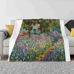 Blankets Irises In Garden-Claude Blanket Soft Warm Travel Portable Claude Garden Flowers Gardening Summer Ultra Violet