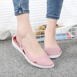 Casual Shoes Women Summer Point Toe Sandals Plastic Beach Baotoe Fairy Style Low Low Cut Hole slitstempent