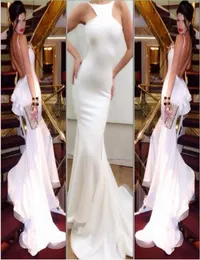 Niestandardowe Slim Fit Sexy White Backless Sukienki wieczorne na bal