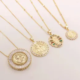 Pendant Necklaces SUNSLL Gold/Silver Color Religious Necklace Colorful CZ Zircon Round Choker Women Chain Collar Personalized Jewelry