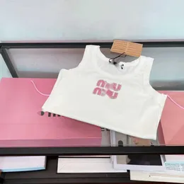 여성용 의류 편지 자수 구슬을위한 Miumiuss 여름 Tshirt O-Neck Short-Sleeve 티셔츠 VSET FEMME Loose Casual Crop Top 100% Cotton Tee C4