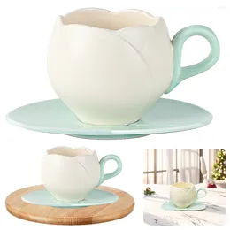 Caffettiere deliziosa tazza di bevanda con tulipano in ceramica del piattino che beve tazza da tè vintage creativa per casa pomeriggio