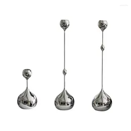 Titulares de velas de metal de estilo europeu Drop Silver Decoration Modelo Sala de Modelo de Casa Casa Living Restaurant Crafts Ornamentos