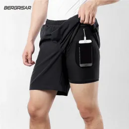 Shorts BERGRISAR Running Shorts 2 In 1 Men Reflective Quick Dry Compression Jogging Gym Fitness Marathon Sport Shorts Training BG600