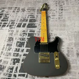 Guitar Electric guitar TL matte black guitar yellow edging 6string maple fingerboard gold accessories black guard board 2 adjust